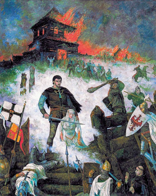 Картину ”Піленай” створив литовський художник Йонас Мацконіс 1982-го. Зобразив героїчну оборону та самогубство жителів фортеці Піленай 25 лютого 1336 року. В центрі – князь Маргиріс, який збирається вбити дружину