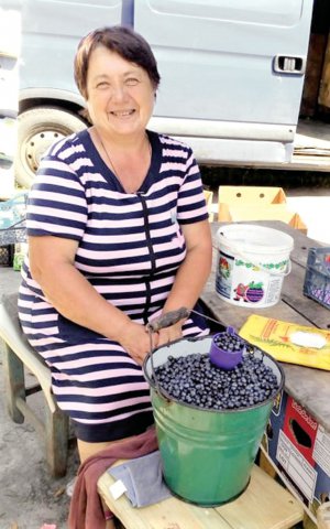 Людмила Кондик торгує чорницею на базарі в селищі Сосниця на Чернігівщині. Півлітрова банка коштує 30 гривень