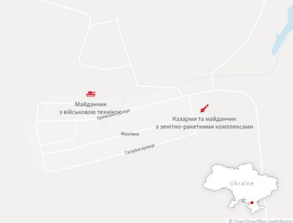 Розташування військової техніки РФ у с. Філатівка АР Крим. Фото: radiosvoboda