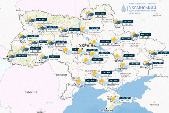 Прогноз погоди на 29 липня 