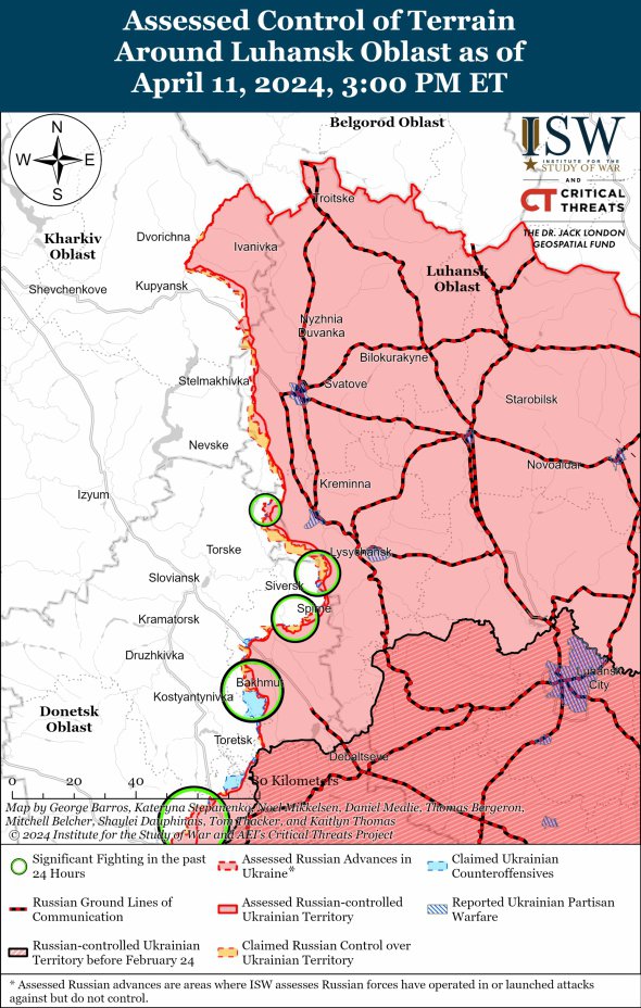 Війська РФ просунулися в напрямку Часового Яру – нові карти боїв