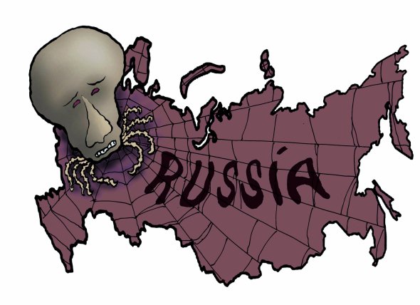 ”Домінування дологічного мислення на теренах путінської антисистеми підтвердили нищення санкційних товарів, насамперед харчів: ”щи да каша – пища наша”, заборона Telegram. Попереду, треба думати, інші заборони: західних ліків, програмного забезпечення, вільного доступу до Facebook, Twitter, інтернету”, – припускає публіцист Олег Романчук. Художник Володимир Казаневський втілює цю думку в такому образі