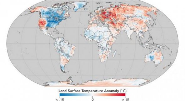 У NASA відзначили, що грудень і січень є ненормально теплими для більшості країн світу. Фото: NASA