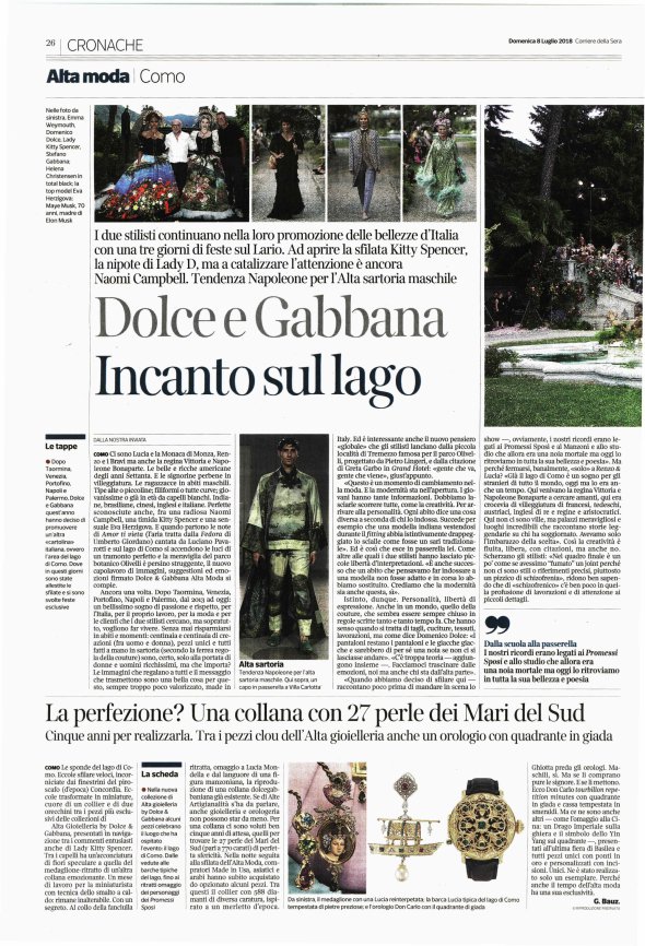   Corriere della Sera, July 8, 2018 