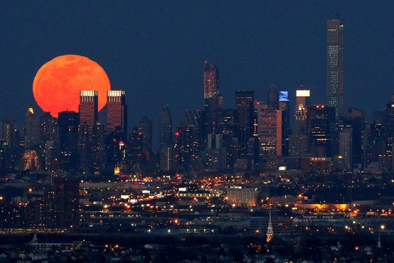   A moon over New York in March 2015. 