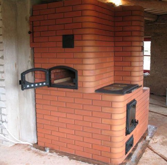 отопительная кирпичная печь для дома на дровах