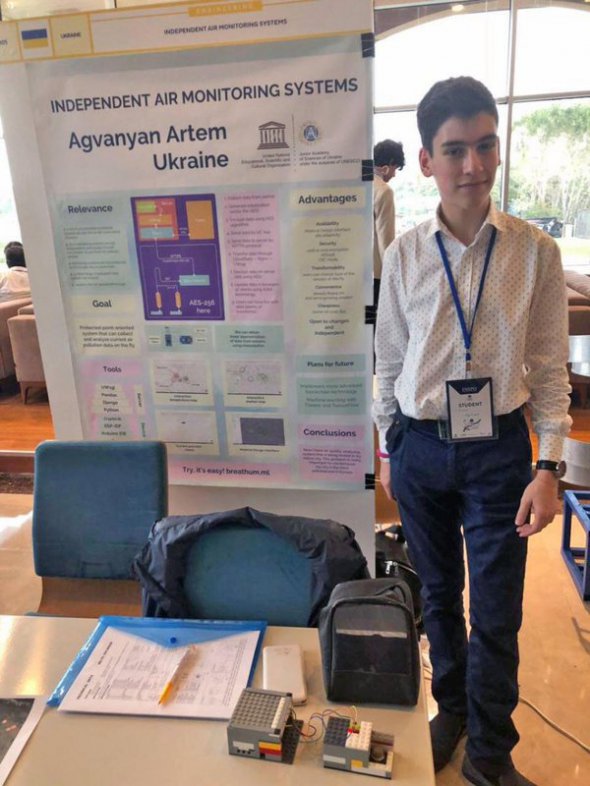  Артем Агванян здобув бронзову медаль на Міжнародному конкурсу наукових проектів у Стамбулі  за свій пристрій Breathum.