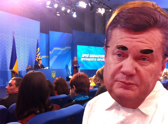На прес-конференціях Януковича журналісти протестували.