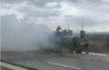 На крымской трассе пылает БТР оккупантов: видео пожара