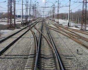   Freight train descending from Kiev railways 